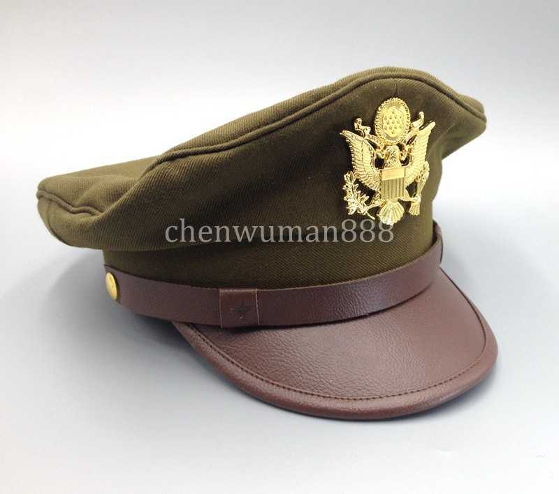 US ARMY AIR CORPS FORCE MILITARY HAT OFFICER WIDE BRIM EAGLE BADGE HAT CAP -XL