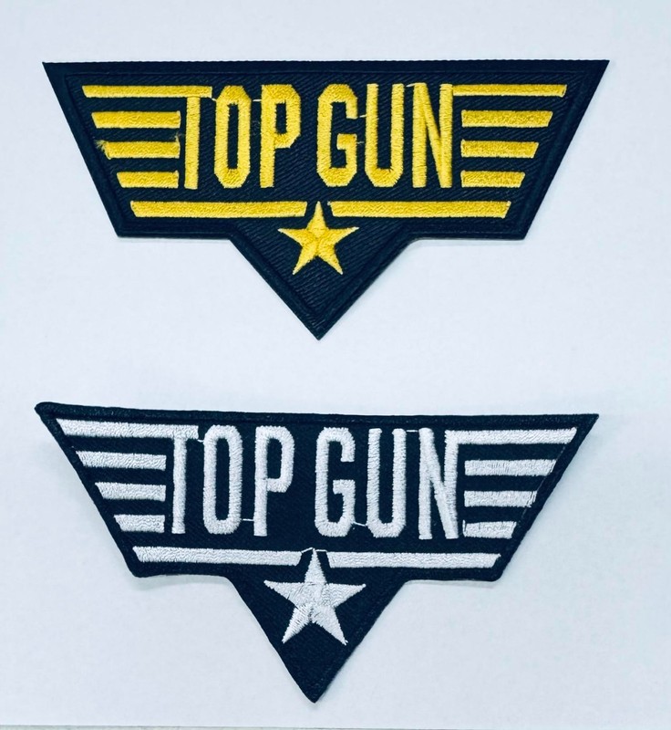 2 pc Grouping - Silver and Gold Top Gun Embroidered Shoulder Patches SMU-0187