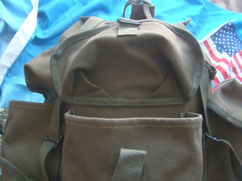 VIETNAM WAR US ARMY HAVERSACK CANVAS FIELD BAG ARMY BACKPACK LARGE GREEN POUCH gallery