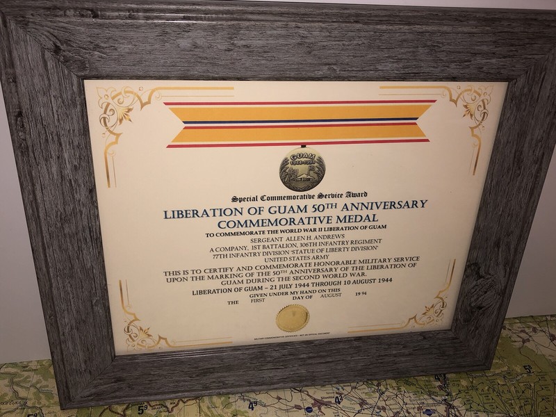 SCSA – LIBERATION OF GUAM 50TH ANNIVERSARY COMMEMORATIVE CERTIFICATE ~ Type 1