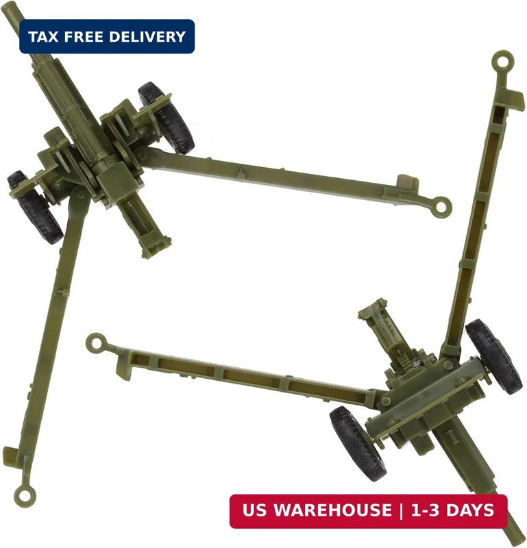 BMC CTS WW2 US Howitzer Artillery & Crew 12pc OD Green Plastic Army Men Playset gallery