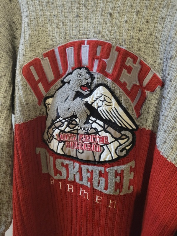 US Army AAC 100th Fighter Squadron Tuskegee Airmen Knit AVIREX XL 46-48 Sweater gallery