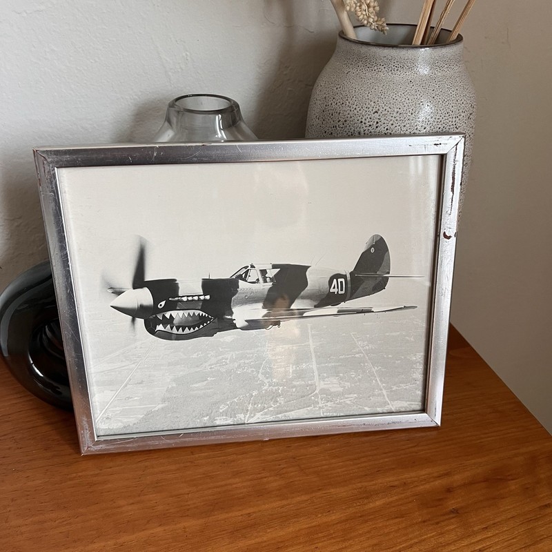 WWII Curtiss P-40 Warhawk Shark Mouth Fighter Photo Framed 8.5x10.5 Vintage gallery