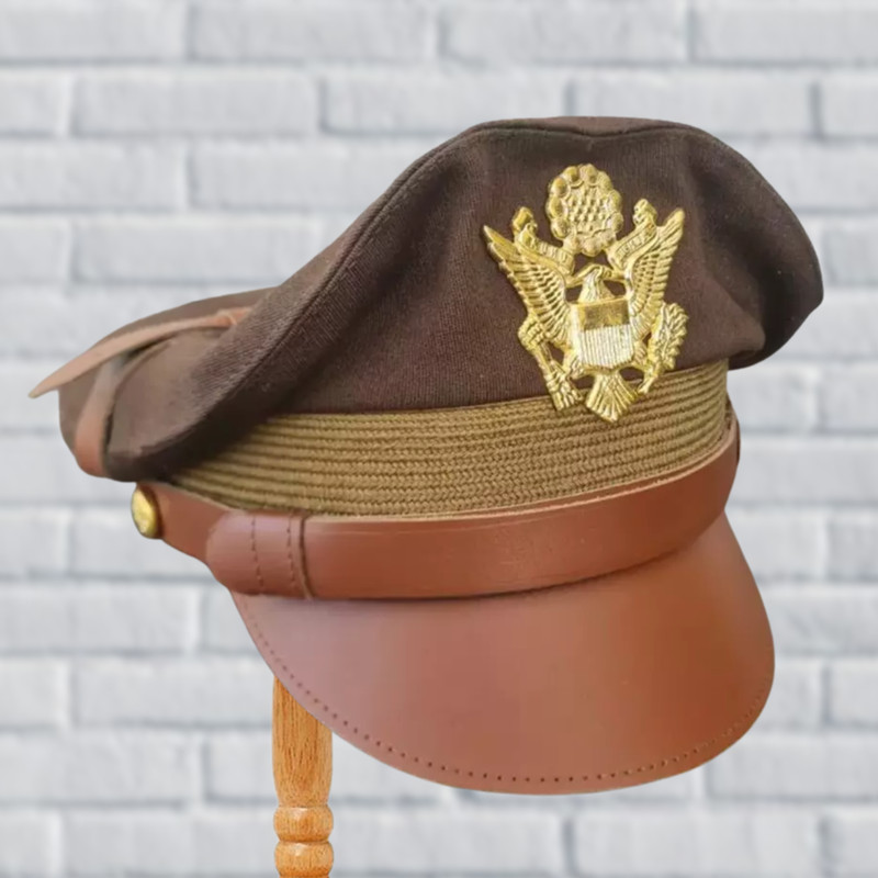 WW2 US Army Aircorps Military Officers Pilots OD Visor Crusher Hat Cap All size gallery
