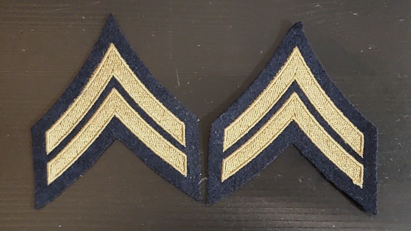 Reproduction WW2 US Army Corporal Fifth Grade Chevrons Rank Pair OD Wool 018