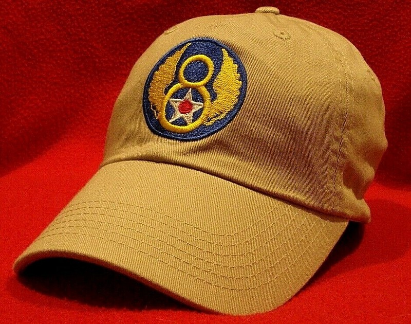 WWII Mighty Eighth 8th Air Force emblem Aviator Ball Cap, Khaki low-profile hat