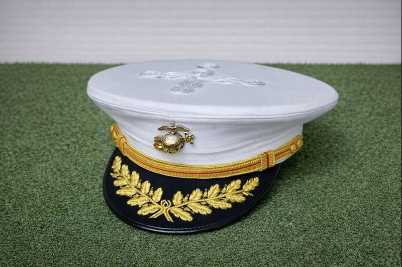 USMC Visor Crusher Cap Field Grade White Officer Service Dress Hat All Sizes gallery