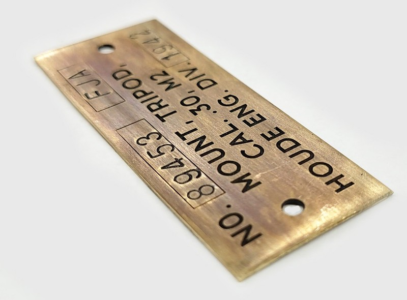 1919A4 M2 Tripod Data Plate 1942 Houde Engineering Brass Reproduction Browning gallery