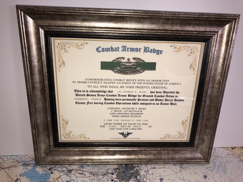 ARMY / COMBAT ARMOR BADGE CERTIFICATE (COMMEMORATIVE ISSUE)