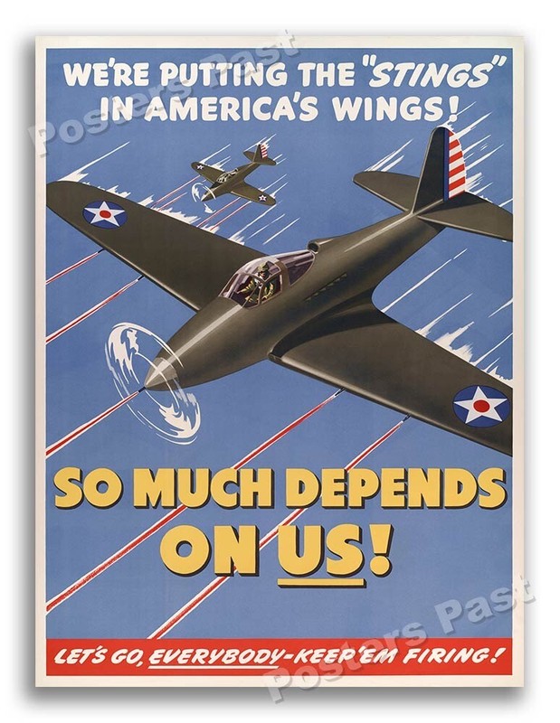 1940s “Keep ‘Em Firing” WWII Historic Air Corps War Poster – 18×24