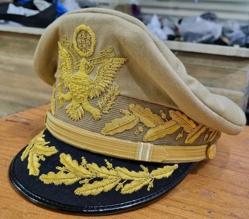 US Army Peak Cap General Douglas Macarthur's Uniform Military Khaki Hat gallery