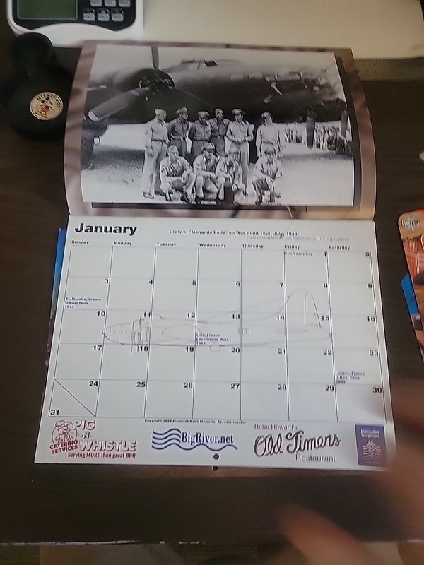 Vintage WW2 Military Plane "Memphis Belle" Flight Log Calendar UNUSED gallery