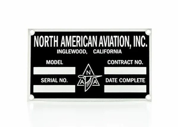 North American Aviation Data Plate DPL-0108