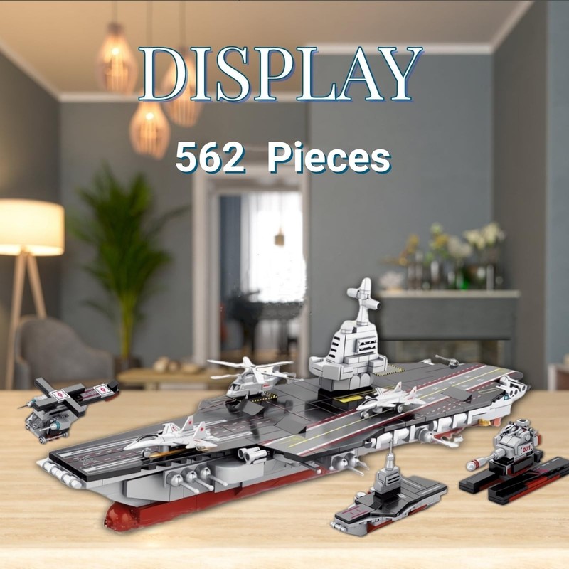 8 in 1 WW2 Aircraft Carrier Building Set, Military Cruiser Ocean Battleship T... gallery