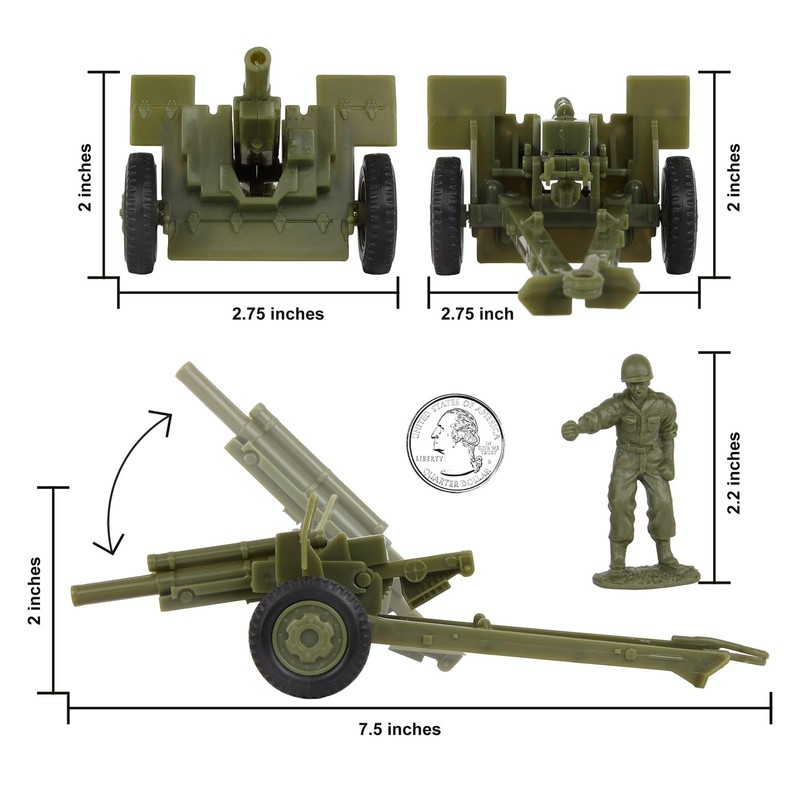 BMC CTS WW2 US Howitzer Artillery & Crew 12pc OD Green Plastic Army Men Playset gallery