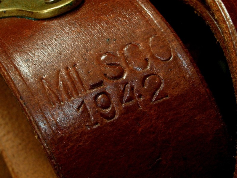 SLING M1, 1903 M1907 MILSCO 1942 mkd. LEATHER replica with BRASS ftgs, hooks gallery