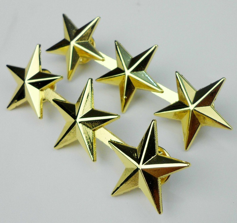 WWII WW2 A Pair Of US Army Officer 3 Stars General Rank Badges Pin Gold – US280