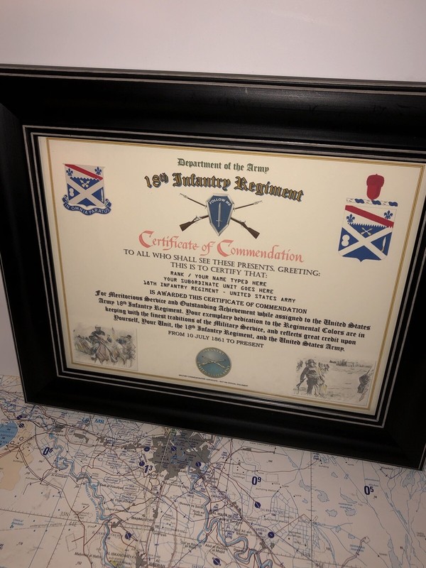 18TH INFANTRY REGIMENT / COMMEMORATIVE - CERTIFICATE OF COMMENDATION gallery