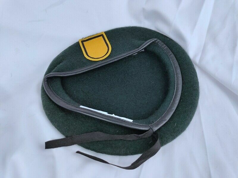 SIZE 7-3/8 US ARMY 1TH SPECIAL FORCES GROUP BLACKISH GREEN COLOR WOOL BERET CAP gallery
