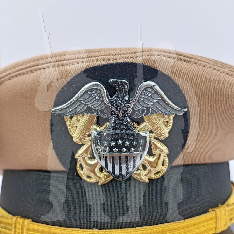 WW2 US Navy Officer Visor Cap US Navy Commander's Hat with Cotton Khaki cover gallery