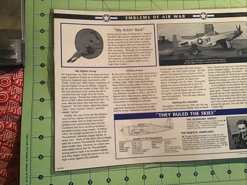 Willabee & Ward Emblems Of Air War WWII Patch 4th Fighter Group + Info Card gallery