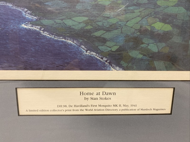 FIRST MOSQUITO MK II WWII "HOME AT DAWN" BY ARTIST STAN STOKES SIGNED ART PRINT gallery
