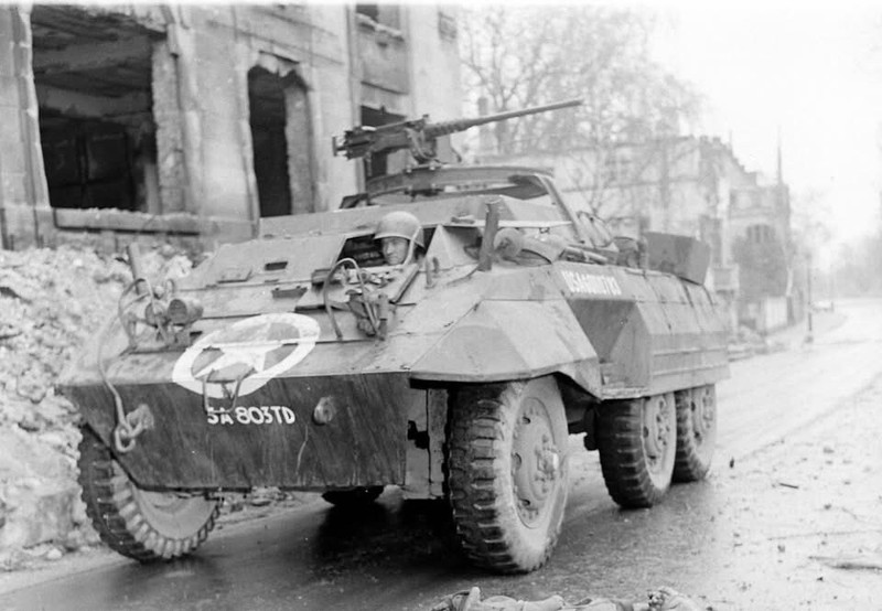 WW2 WWII Photo World War Two / US Army M8 Greyhound Frankfurt Germany April 1945