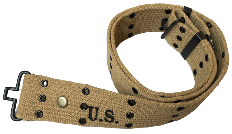 U.S. Army Original WWII M1936 Webbing Canvas Pistol Belt Reproduction Khaki gallery