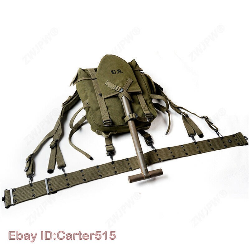 Replica WW2 US M1945 Tactial Military Backpack Belt Set Army Green Haversack Bag gallery