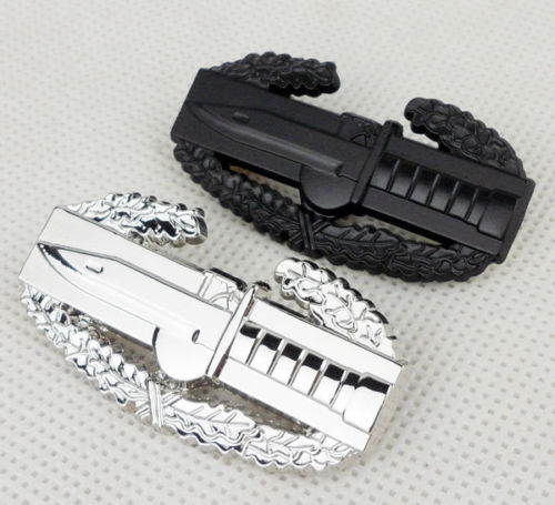 Pair Of U.S. Army Military Combat Action Qualification Badge Pin Silver BLACK