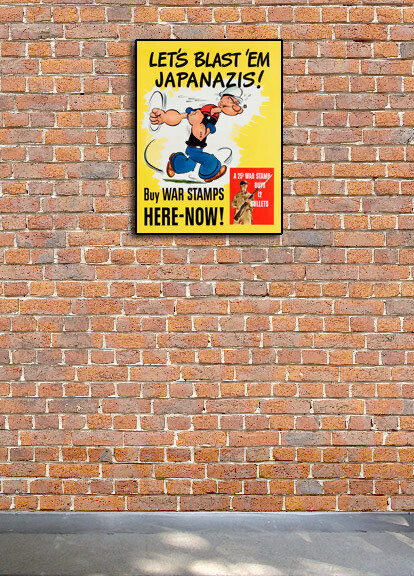 1942 “Let’s Blast ‘Em Japanazis!” Popeye Vintage Style WW2 Poster - 24x32 gallery