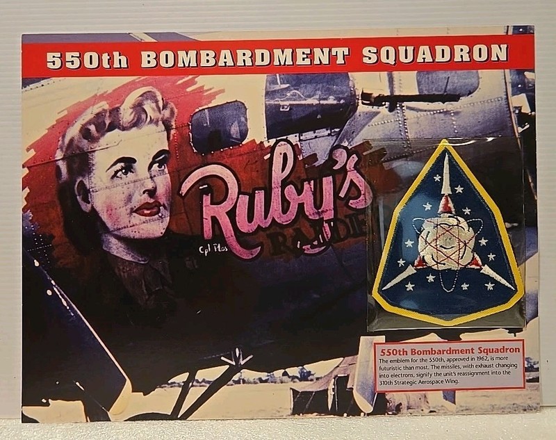 WWII Emblems Of Air War Patch 550th Bombardment Squadron "Ruby's Raiders" W&W