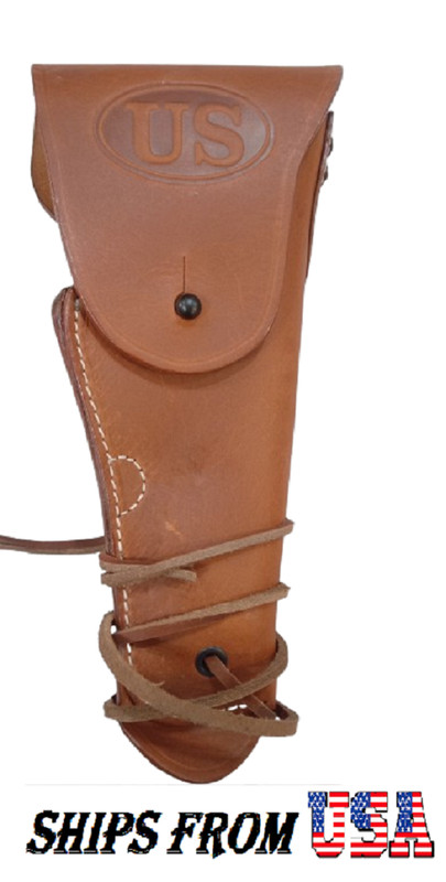 WWII Leather Utility Colt .45 M1911 Hip Holster Embossed US Holster Flap- TAN