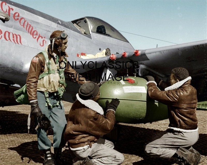 1945 WWII TUSKEGEE AIRMEN BLACK FIGHTER PILOTS 8X10 PHOTO CREAMER DREAM NOSE ART