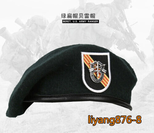 VIETNAM WAR US ARMY 5TH Special Forces Group Green Beret Military Wool Hat New gallery