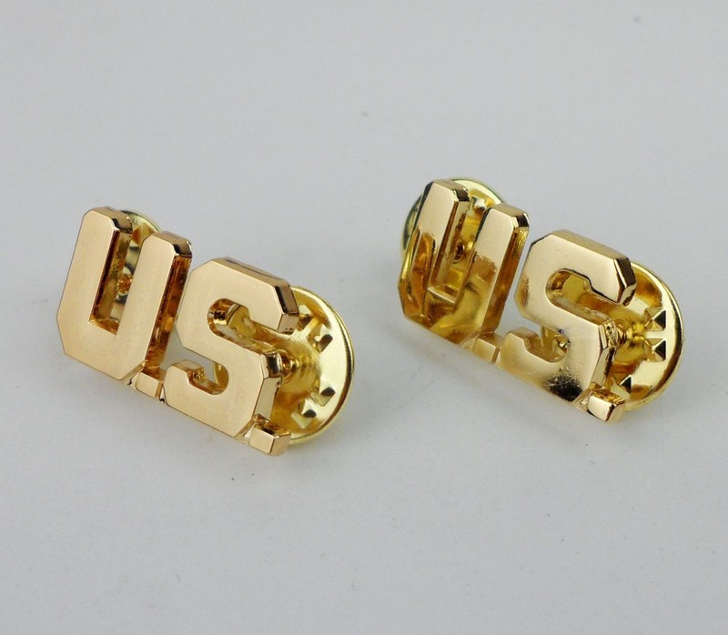 SET UNITED STATES ARMY OFFICER COLLAR BADGE INSIGNIA US COUNTRY NAME LAPEL PIN