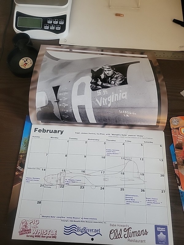 Vintage WW2 Military Plane "Memphis Belle" Flight Log Calendar UNUSED gallery