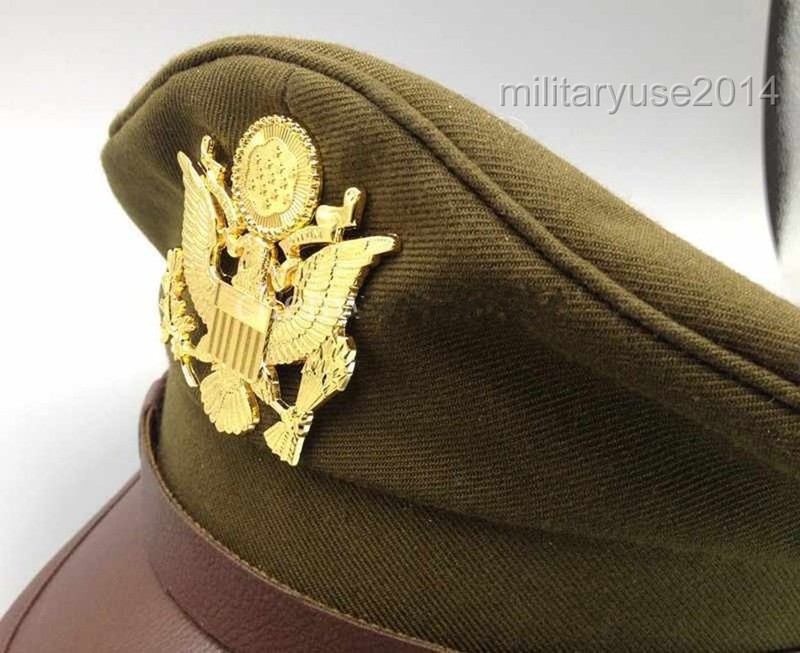 US Army Air Corps Force Military Hat Officer Wide Brim Eagle Badge Hat Cap -M gallery