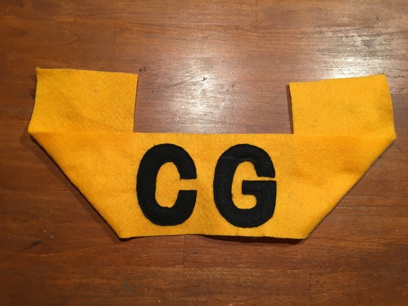 WWII USCG Coast Guard Armband Black letters on Yellow wool felt