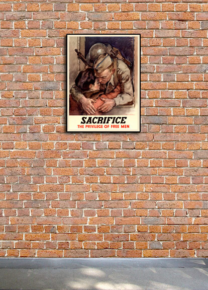 1940s “Sacrifice - The Privilege of Free Men” WWII Motivational War Poster 24x32 gallery