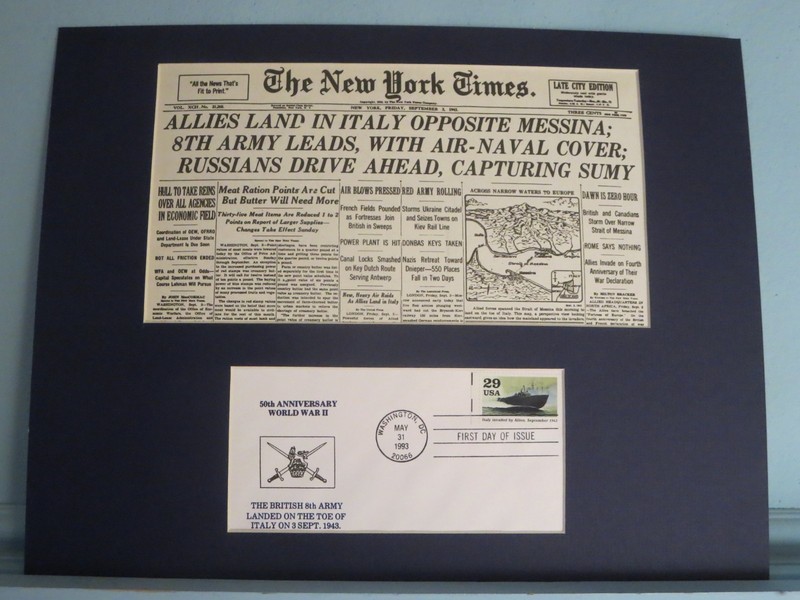 1943 – The US Army Invades Italy & First Day Cover of its own stamp