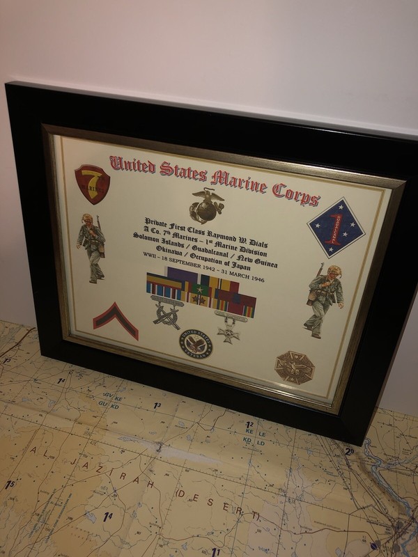 U.S.M.C. - PRIVATE FIRST CLASS E-2 / VETERAN RIBBON RACK PRINT W/AWARDS gallery