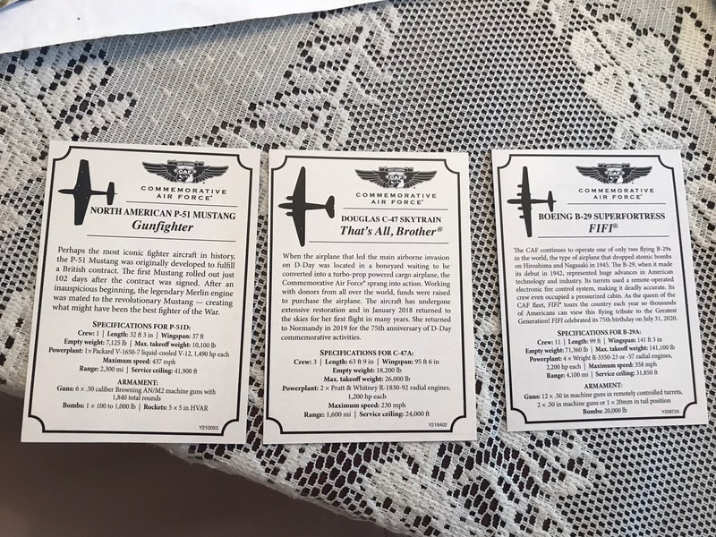 3 Commemorative collectible fighter plane cards gallery