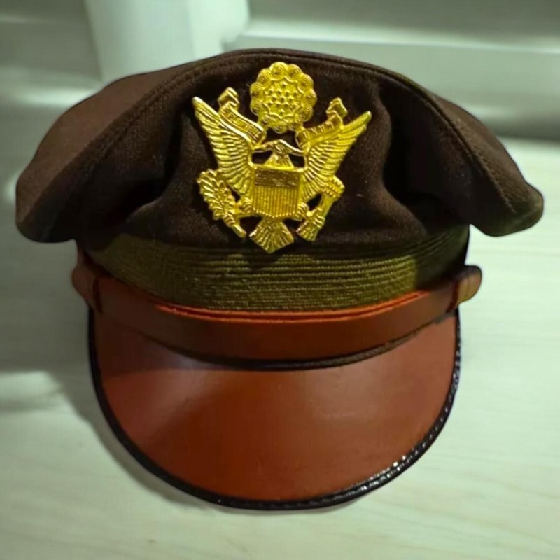 WW2 US Army Aircorps Military Officers Pilots OD Visor Crusher Hat Cap All Sizes