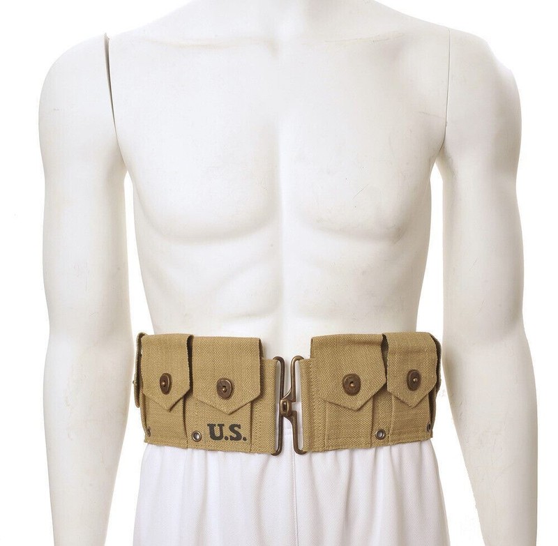 WW2 US M1 Garand M1923 Cartridge Belt Khaki Dated 1942 will fit up to 49″ waist