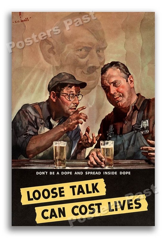 1942 “Don’t Be A Dope” Loose Talk Vintage Style WW2 Poster – 24×36