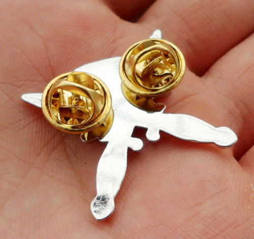 PIN-US MILITARY SPECIAL FORCES GUN SILVER OMEGA BERET & DAGGERS BADGE gallery