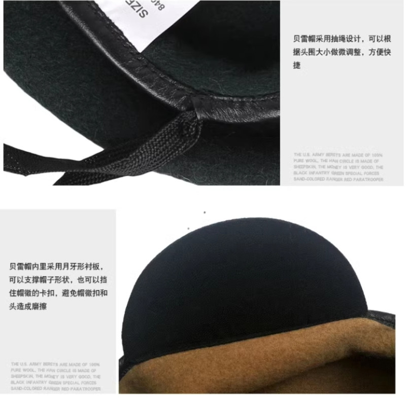 Vietnam WAR US ARMY 5TH Special Forces Group Military Green Beret Wool Black Hat gallery