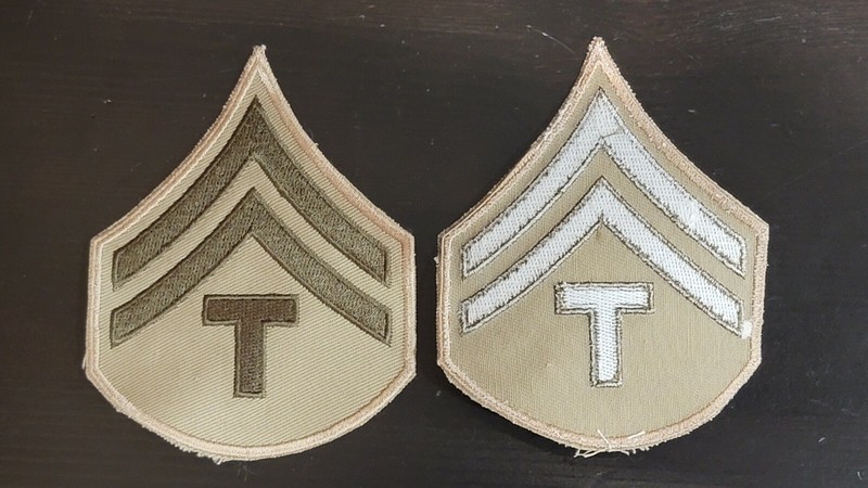 Repro WW2 US Army Chevrons Technician Fifth 5 Grade Rank Patches Pair Khaki 027 gallery
