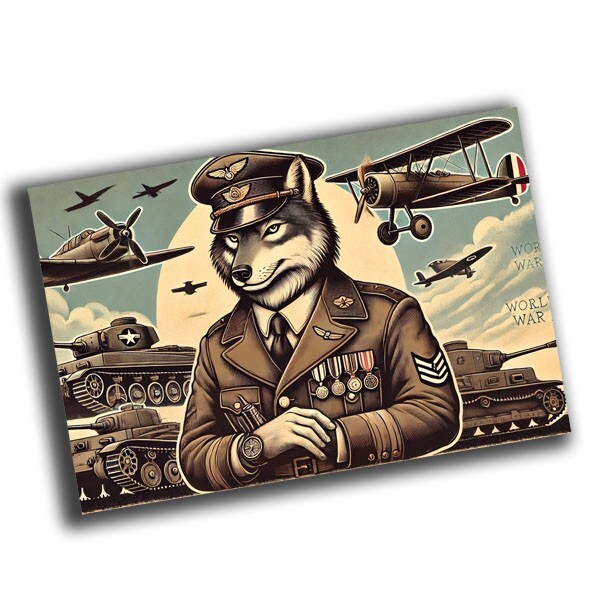 nice vintage War Wolf in uniform retro WW2 Photo Glossy 4*6 in X57